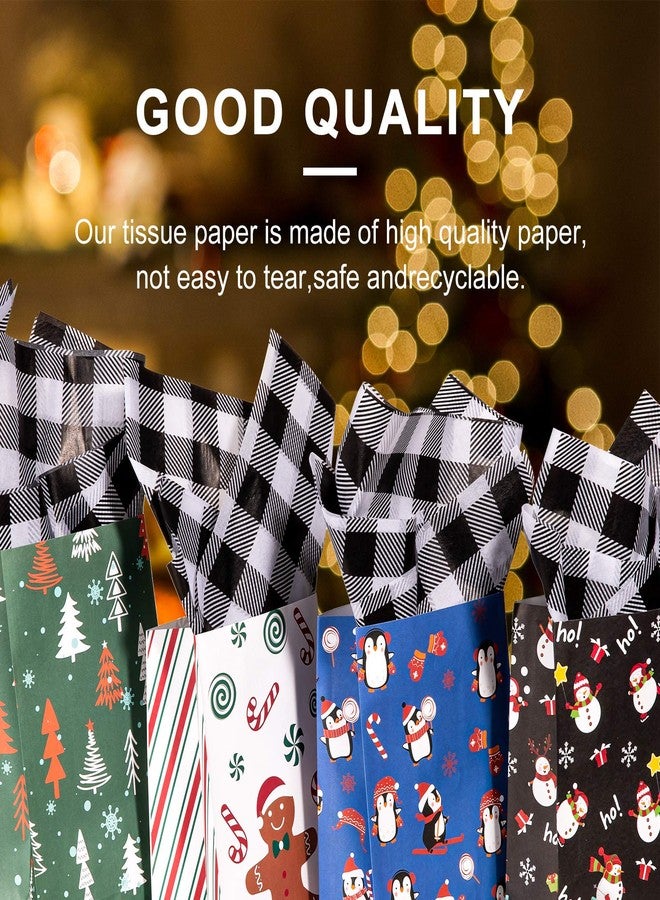 Whaline 60 Sheets Christmas Tissue Paper 14 x 20inch White Black Buffalo Plaid Tissue Gift Wrapping Paper for DIY Crafts Gift Bags Holiday Party Supplies - Image 3